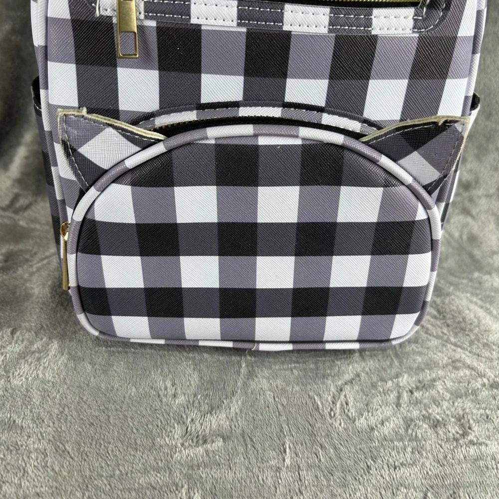 Under One Sky Gingham Mini Backpack Cat Ears Black White Check Faux Leather
